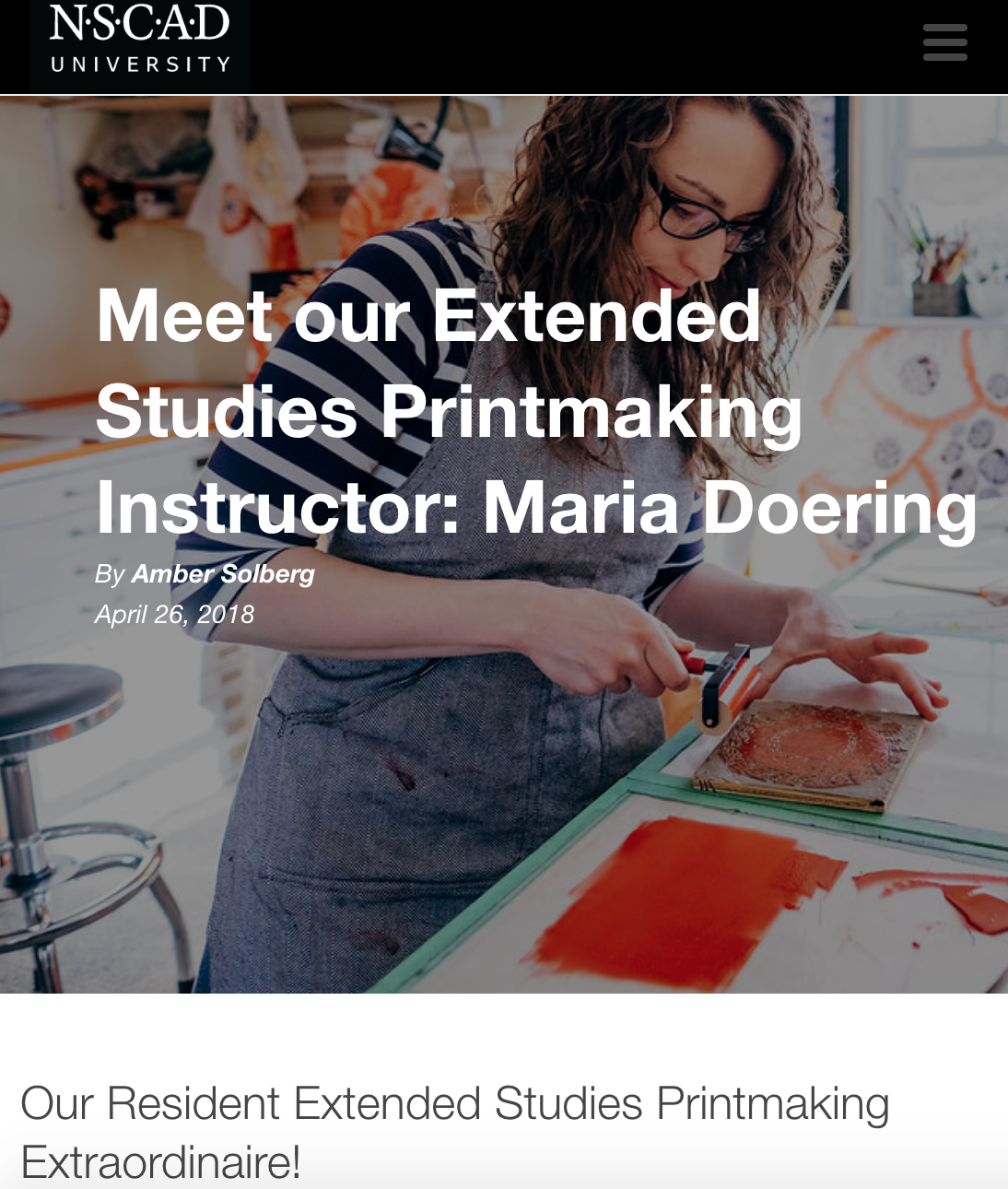 Maria Doering Featured on nscad website