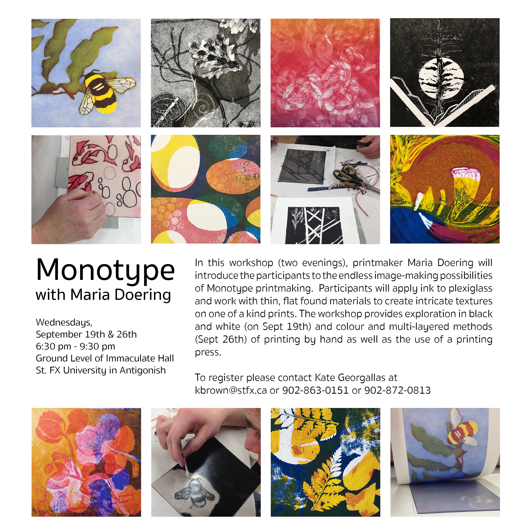 Monotype workshop flyer at stfx September 2018