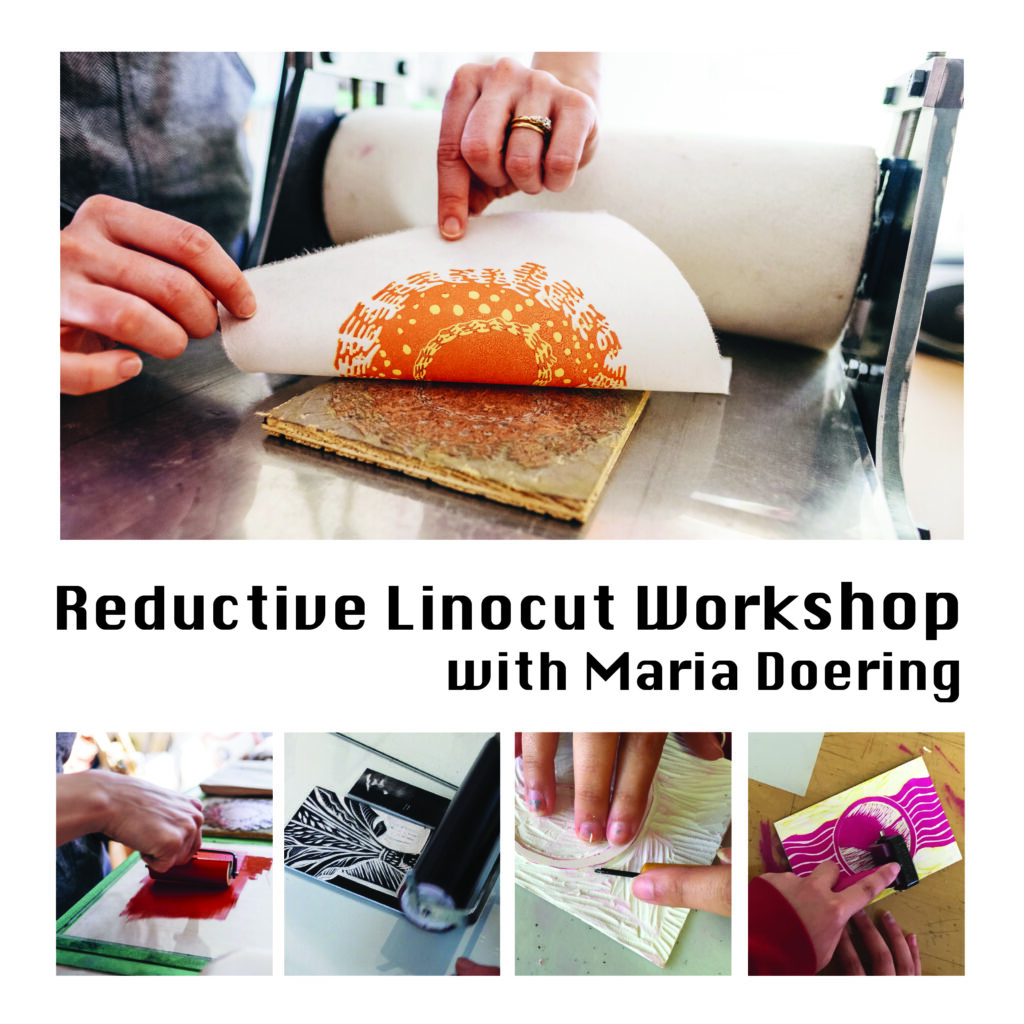 Maria Doering is teaching a reductive Linocut Workshop from her studio in Dartmouth NS